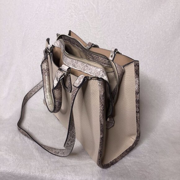 Womens Blush Pink Faux Leather Snakeskin Satchel - Picture 3 of 5